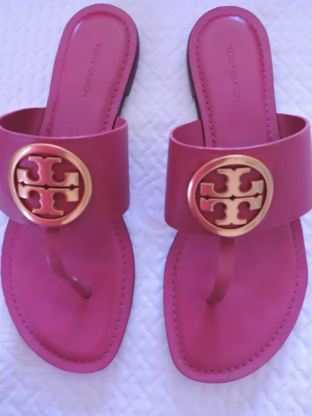 Pre-Owned Tory Burch - Benton Band Flat Sandal - Raspberry Sorbet - Size 8